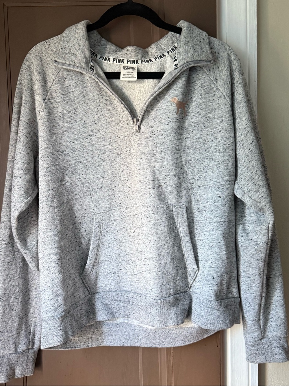 Victoria's Secret PINK Victoria's Secret Gray Quarter-Zip Pullover Sweater